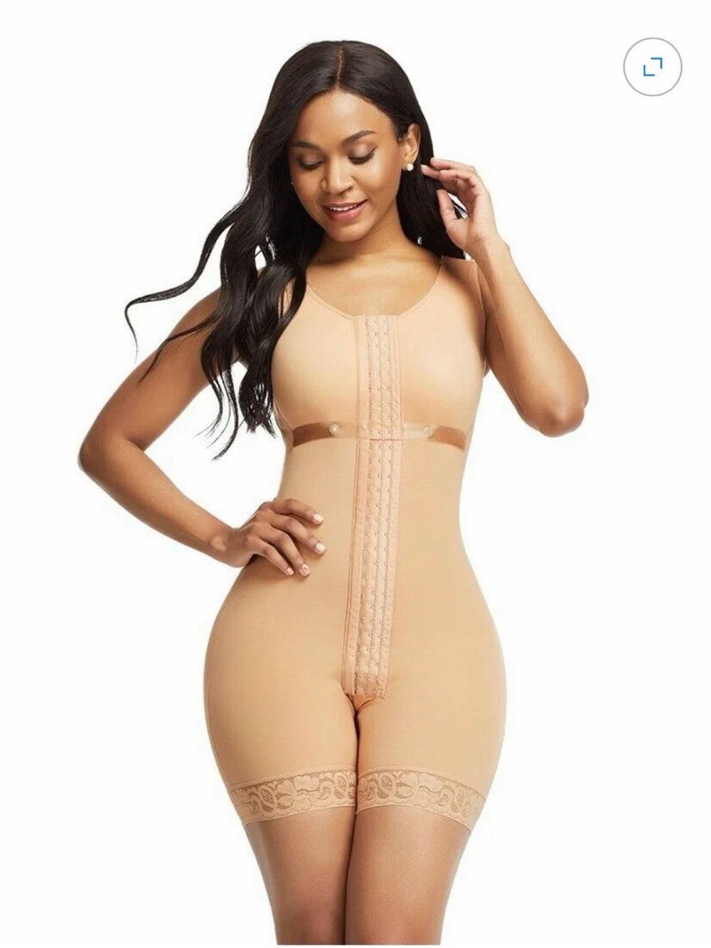 Women’s Full Body Shapewear Bodysuit Tummy Control Thigh Slimmer Tan Size M
